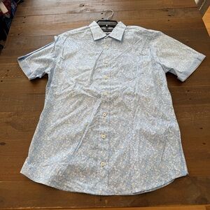 Men's Nick Graham Blue Paisley Short Sleeve Shirt